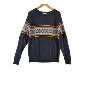 Vintage  Wool Men's Gray Patterned Sweater Size L